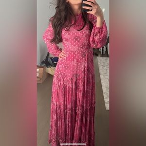 Gorgeous rixo king hot pink dress with gold detailing